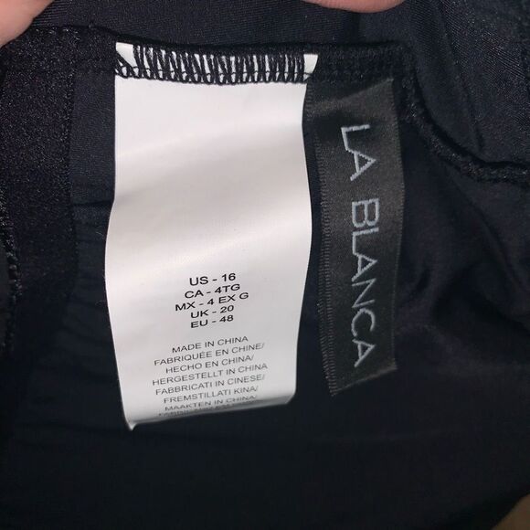 La Blanca Island Goddess black ruched one piece 16 swimsuit - Picture 4 of 5